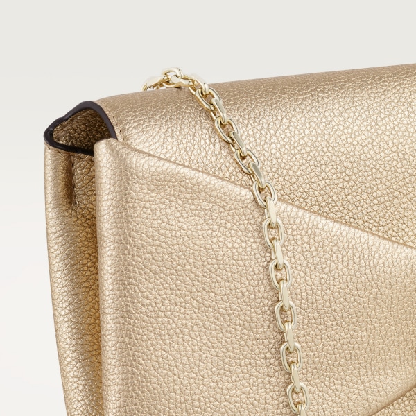 Chain pouch, Panthère de Cartier Golden metallic calfskin, golden finish