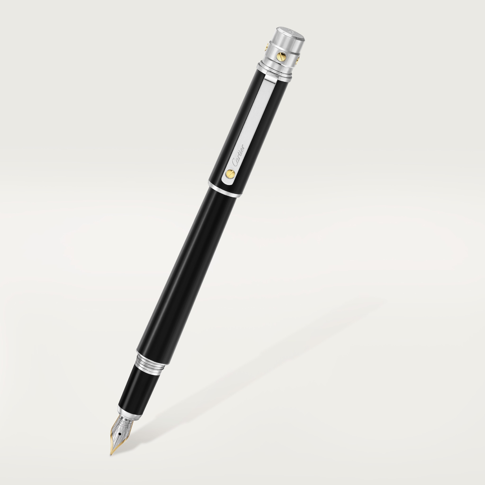 Santos de Cartier fountain penLarge model, composite, yellow gold, palladium and gold finish