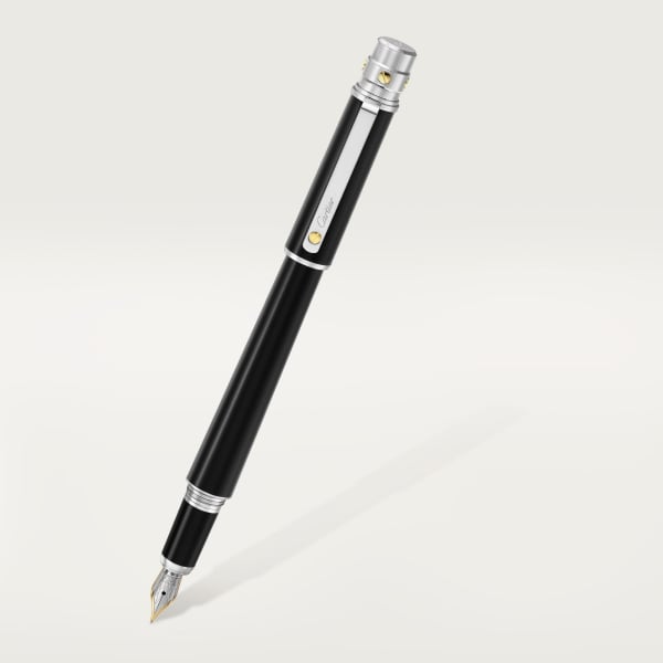 Santos de Cartier fountain pen Large model, composite, yellow gold, palladium and gold finish