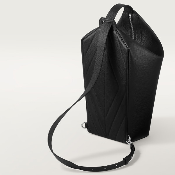 Backpack, Cartier Losange Black grained calfskin, palladium finish and enamel