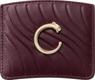 Simple card holder, Panthère C de Cartier Grape calfskin, embossed Cartier signature motif, golden finish