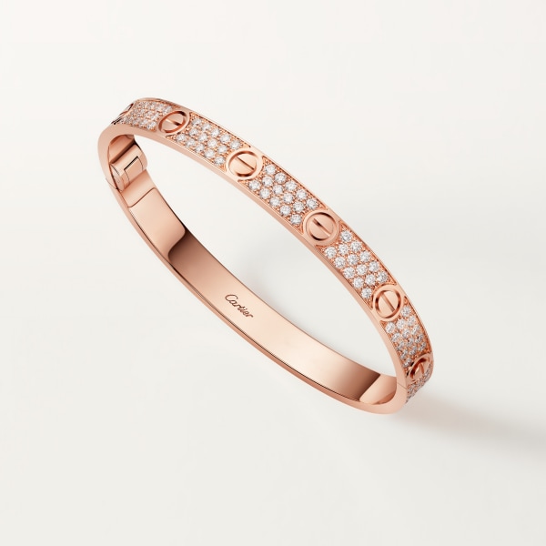Love bracelet, classic model, paved Rose gold, diamonds