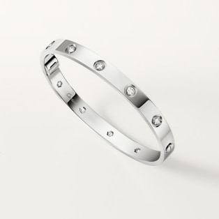<span class='lovefont'>A </span> bracelet, classic model, 10 diamonds, one screw closure White gold, diamonds