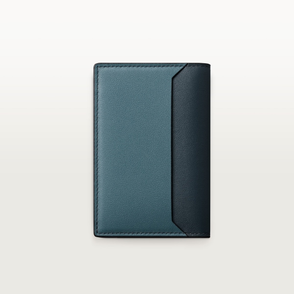 Four-card holder, Must de Cartier XL Logo smooth steel grey and graphite calfskin, palladium finish