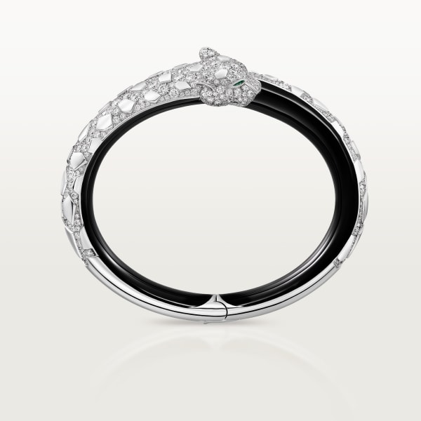 Panthère de Cartier bracelet, black lacquer, paved  White gold, black lacquer, onyx, emeralds, diamonds