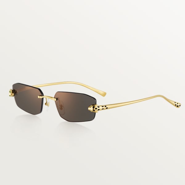 Panthère de Cartier Sunglasses Smooth golden-finish metal, grey lenses