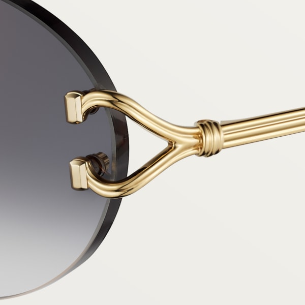 Sunglasses, Classic C de Cartier motif Smooth golden-finish metal, grey lenses