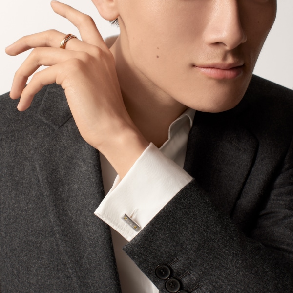 Santos de Cartier袖扣 黄金，纯银，镀钯饰面