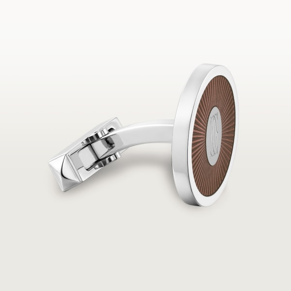 Double C de Cartier cufflinks Sterling silver, palladium finish, translucent brown lacquer