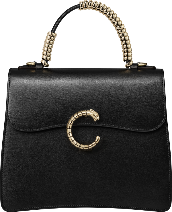 Small bag, Panthère C Grained black calfskin, animated grip, gold finish