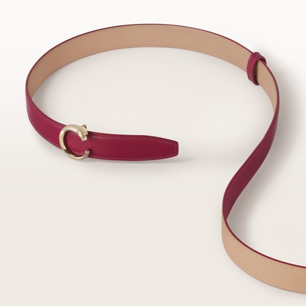Belt, Panthère de Cartier, Size M (85 cm) Cherry red cowhide, golden-finish buckle