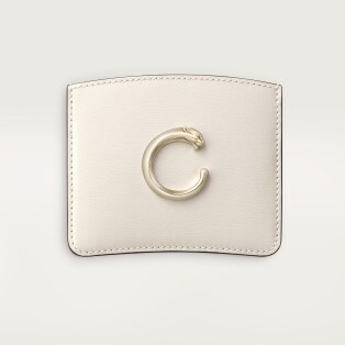Panthère C de Cartier系列单层卡片夹 盐白色小牛皮，镀金饰面