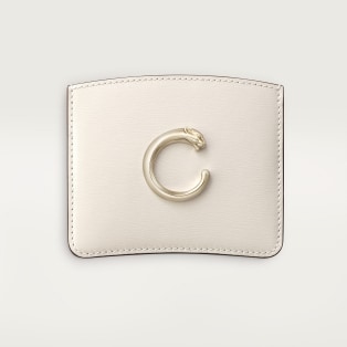 Simple card holder, Panthère C de Cartier Salt white calfskin, golden finish