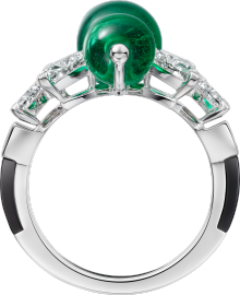 En Équilibre ring, emerald, paved White gold, onyx, emeralds, diamonds
