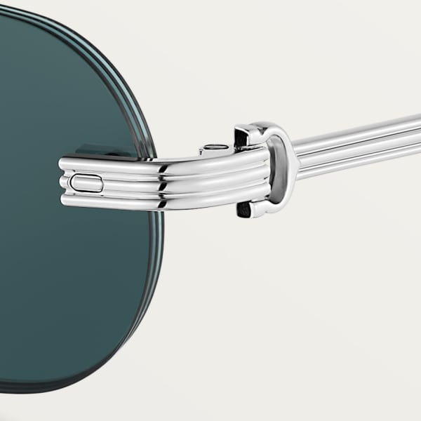 Première de Cartier Sunglasses Smooth platinum-finish metal, green lenses