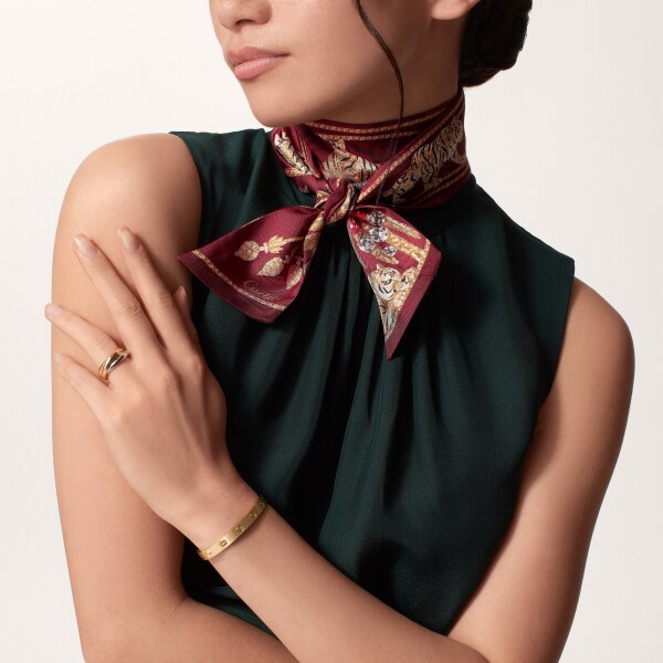 Bandeau, Jewellery Palm Trees Raspberry-coloured silk twill