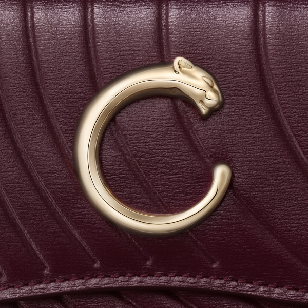 Wallet, Panther C Grape calfskin, embossed Cartier signature motif, golden finish