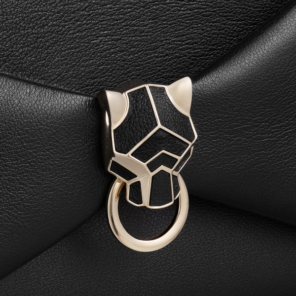 Chain pouch, Panthère de Cartier Black calfskin, golden finish