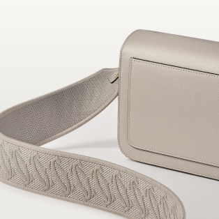 East-west bag, C de Cartier Beige textured calfskin, embroidery, golden finish