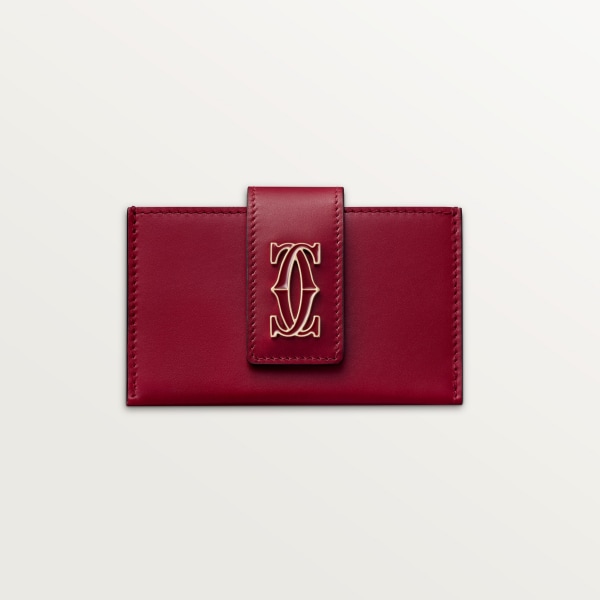 C de Cartier系列风琴式卡片夹 樱桃红色小牛皮，镀金和樱桃红色珐琅饰面