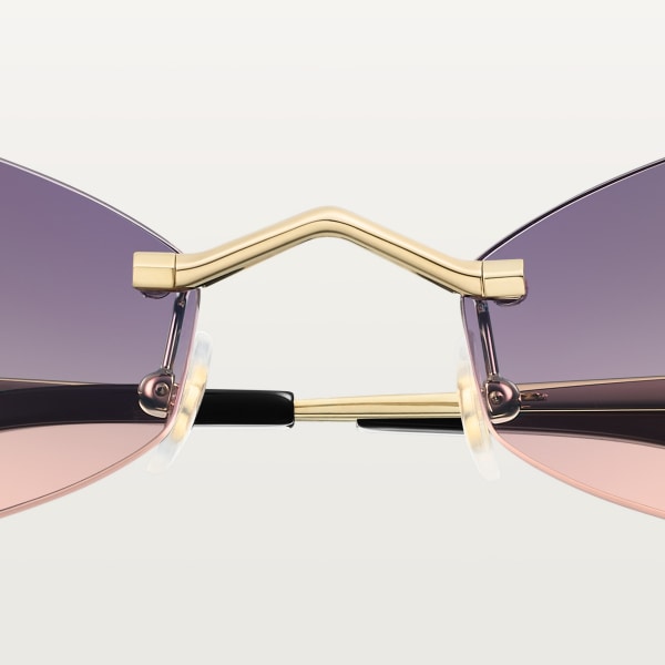 Panthère de Cartier Sunglasses Smooth golden-finish metal, purple lenses