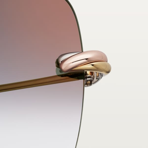 Trinity, Sunglasses Black metal, smooth three-tone golden finish, grey lenses