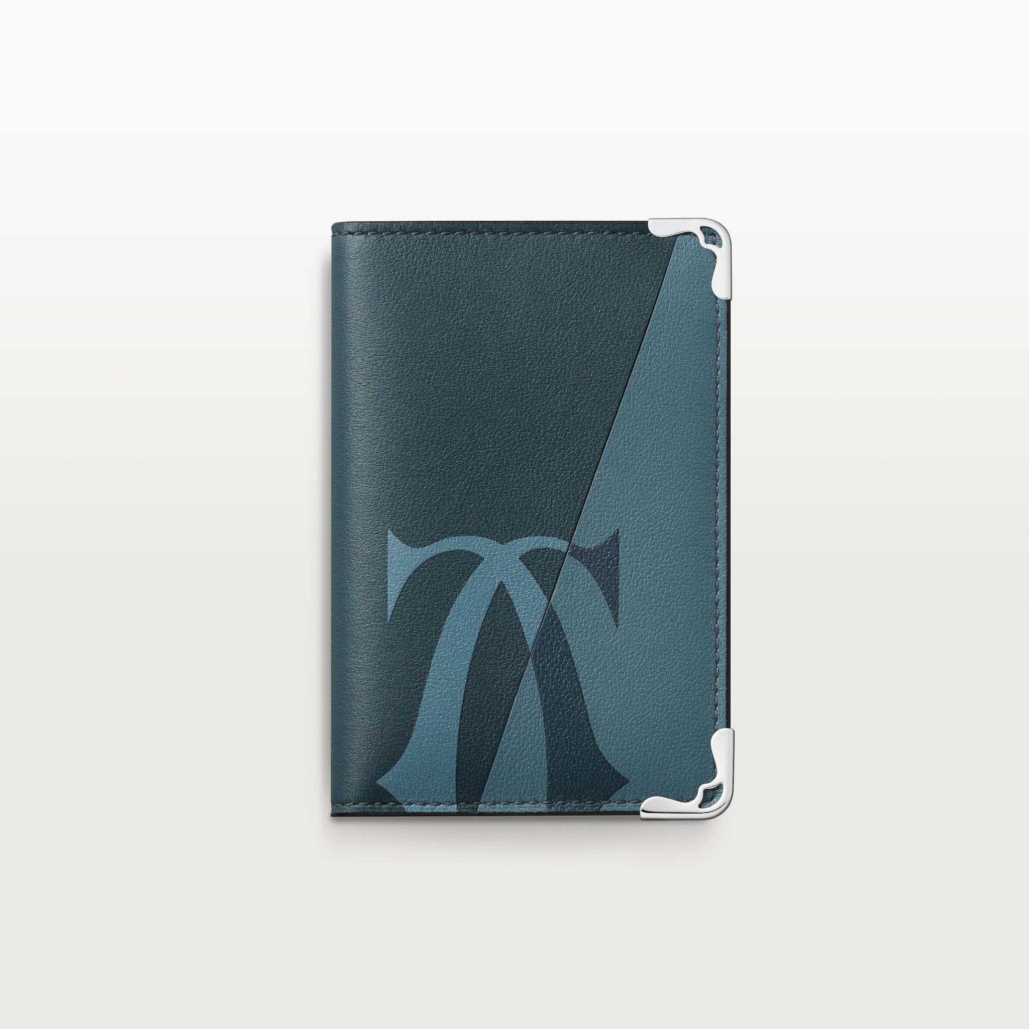 Four-card holder, Must de CartierXL Logo smooth steel grey and graphite calfskin, palladium finish