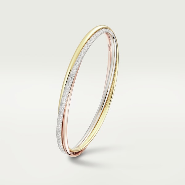 Trinity bracelet, small model, semi-paved White gold, yellow gold, rose gold, diamonds