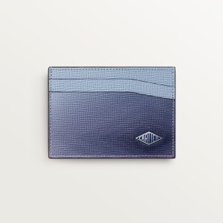 Card holder, Losange Deep blue and cloud grey graduated calfskin, palladium and enamel finish