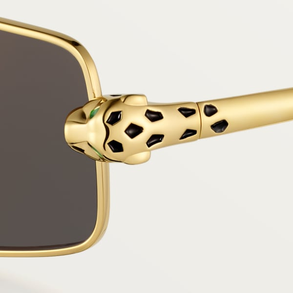 Panthère de Cartier Sunglasses Smooth golden-finish metal, grey lenses