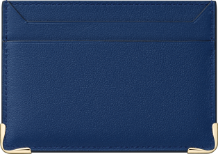 Double card holder, Must de Cartier Deep blue calfskin, palladium finish