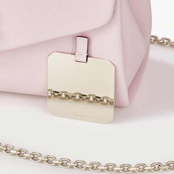 Chain bag small, Panthère de Cartier Petal pink grained calfskin, golden finish