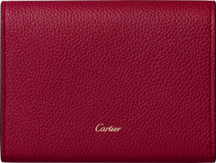 Panthère de Cartier卡地亚猎豹系列迷你皮夹 酒红色小牛皮，镀金饰面