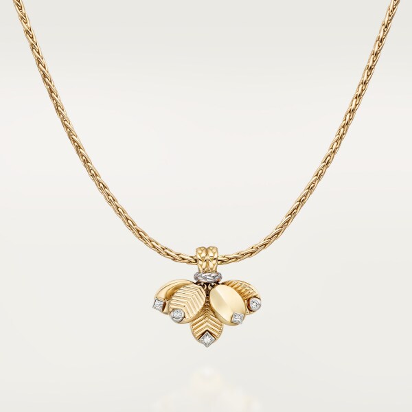 Grain de Café necklace, diamonds Yellow gold, white gold, diamonds