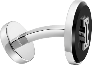 Double C de Cartier cufflinks in onyx Sterling silver, onyx, palladium finish