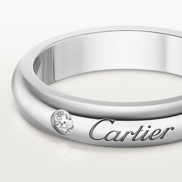 C de Cartier wedding ring, width 4 mm, 1 diamond Platinum, diamond