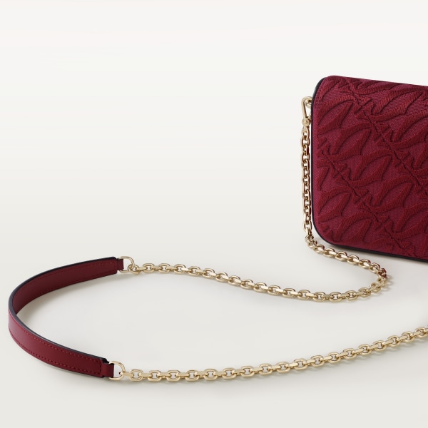 C de Cartier系列迷你款链条手袋 刺绣和樱桃红色小牛皮，镀金饰面