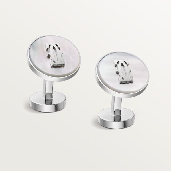 Double C de Cartier cufflinks in mother-of-pearl Sterling silver, mother-of-pearl, palladium finish