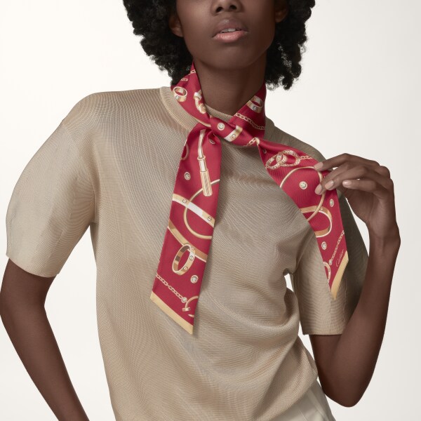 Mini Scarf  Red silk twill