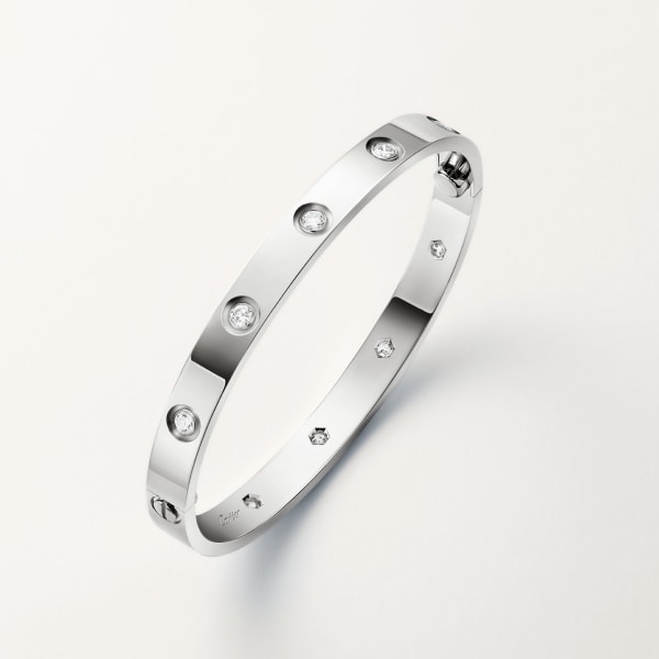 Love bracelet, classic model, 10 diamonds White gold, diamonds