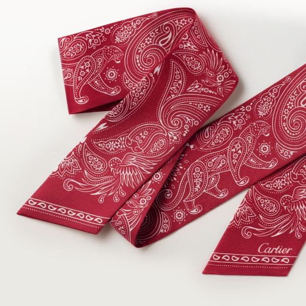 Double C Paisley headband Red silk twill