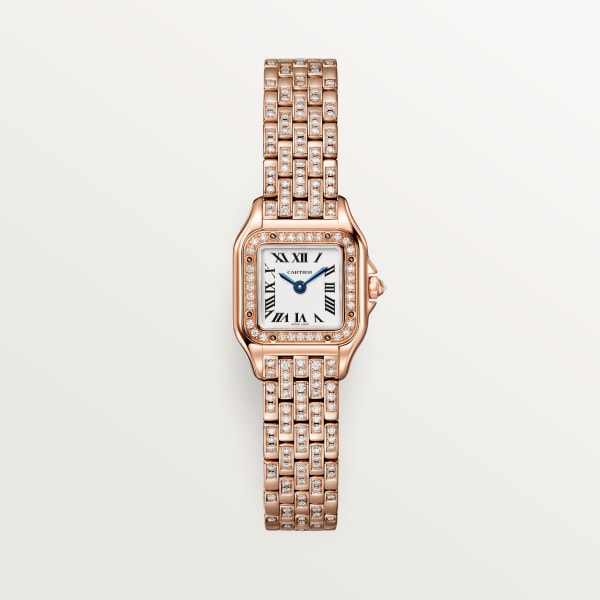 Panthère de Cartier watch Mini model, quartz movement, rose gold, diamonds
