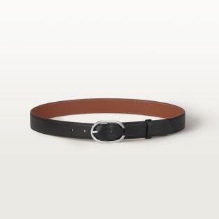 Belt, Capital C Black/caramel-coloured cowhide, palladium-finish buckle