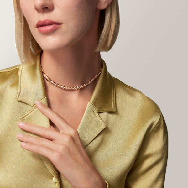 Clash de Cartier necklace, flexible, small model, paved  Rose gold, diamonds
