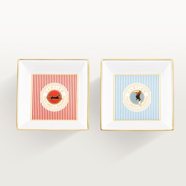 Set of two Cartier Characters trinket trays, small model Porcelain