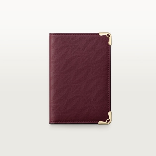4 credit card holder, Must de Cartier Burgundy perforated logo calfskin, golden finish