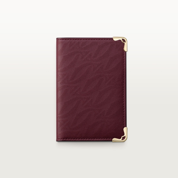 4 credit card holder, Must de Cartier Burgundy perforated logo calfskin, golden finish