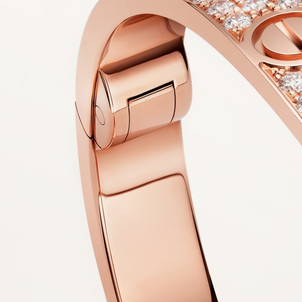 Love bracelet, classic model, paved Rose gold, diamonds