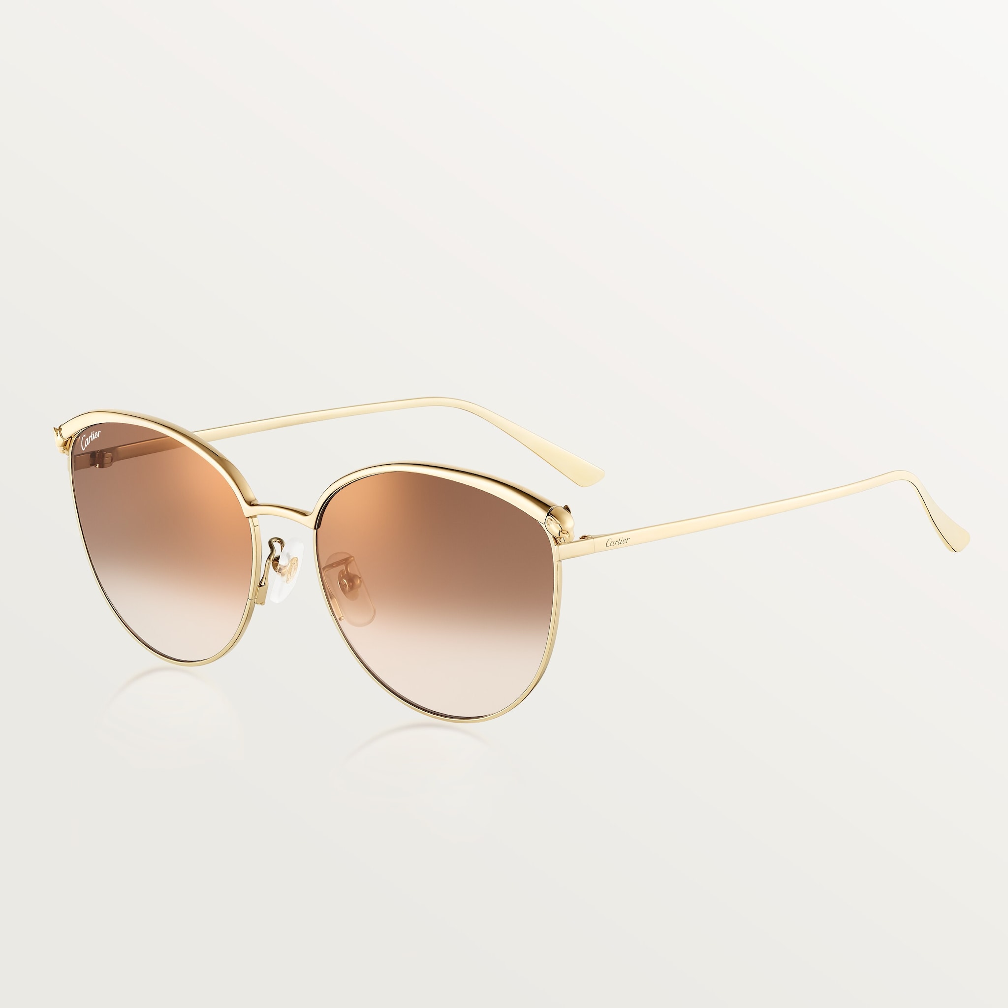 Panthère de Cartier SunglassesSmooth golden-finish metal, brown lenses