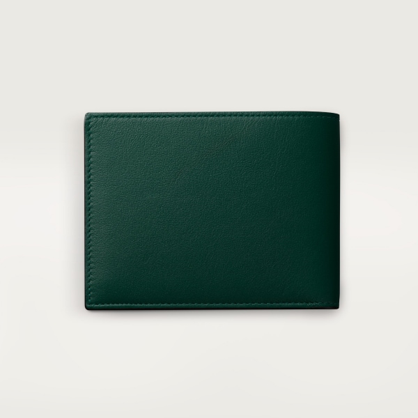 Must de Cartier系列6信用卡皮夹 超大号标识，光面绿色小牛皮，镀钯饰面